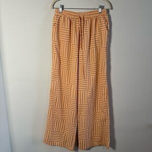 Bailey Rose Rayon Blend Orange Patterned Wide Leg Pants, Size L